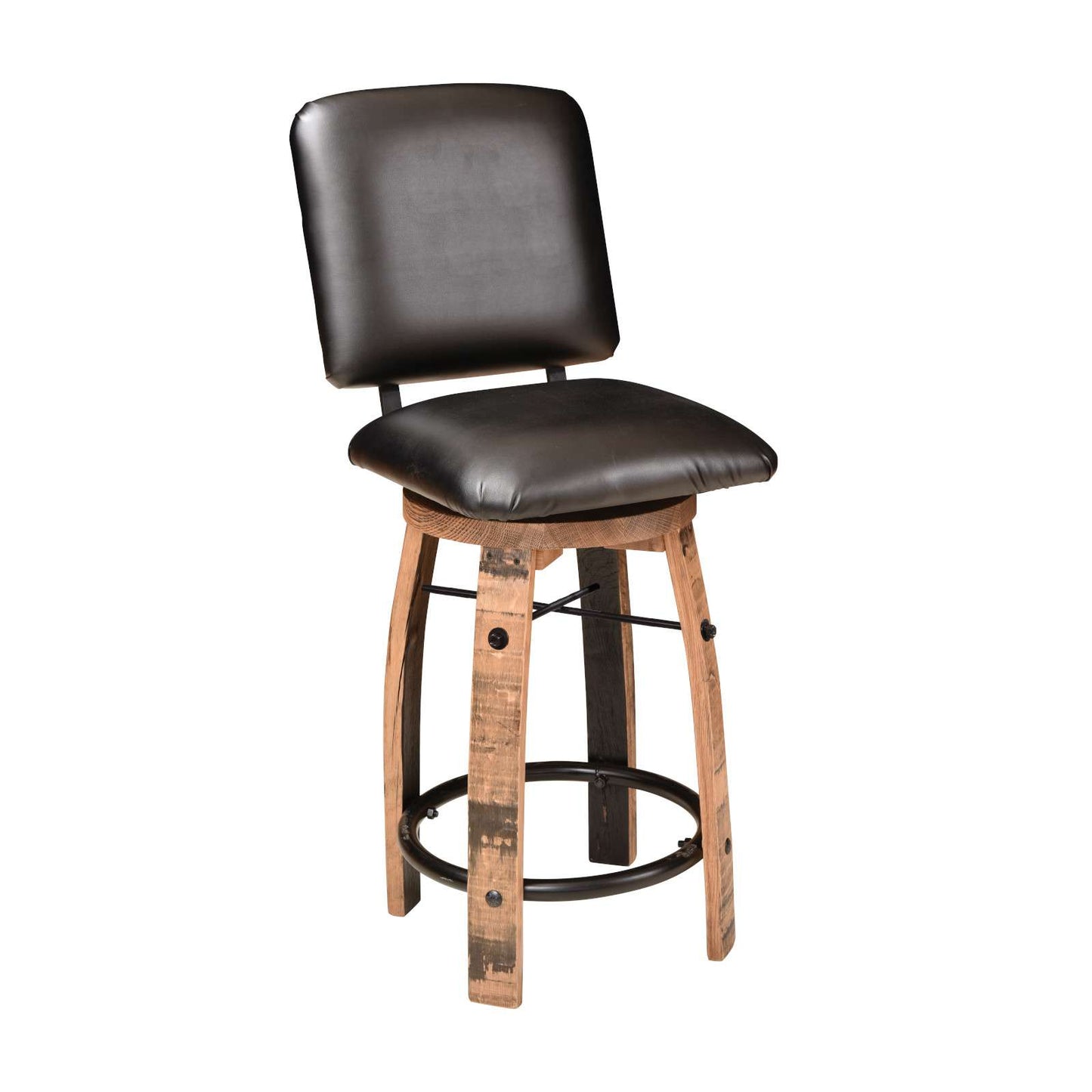 Barrel Bar Stool w/Cushioned Seat & 14"H Back