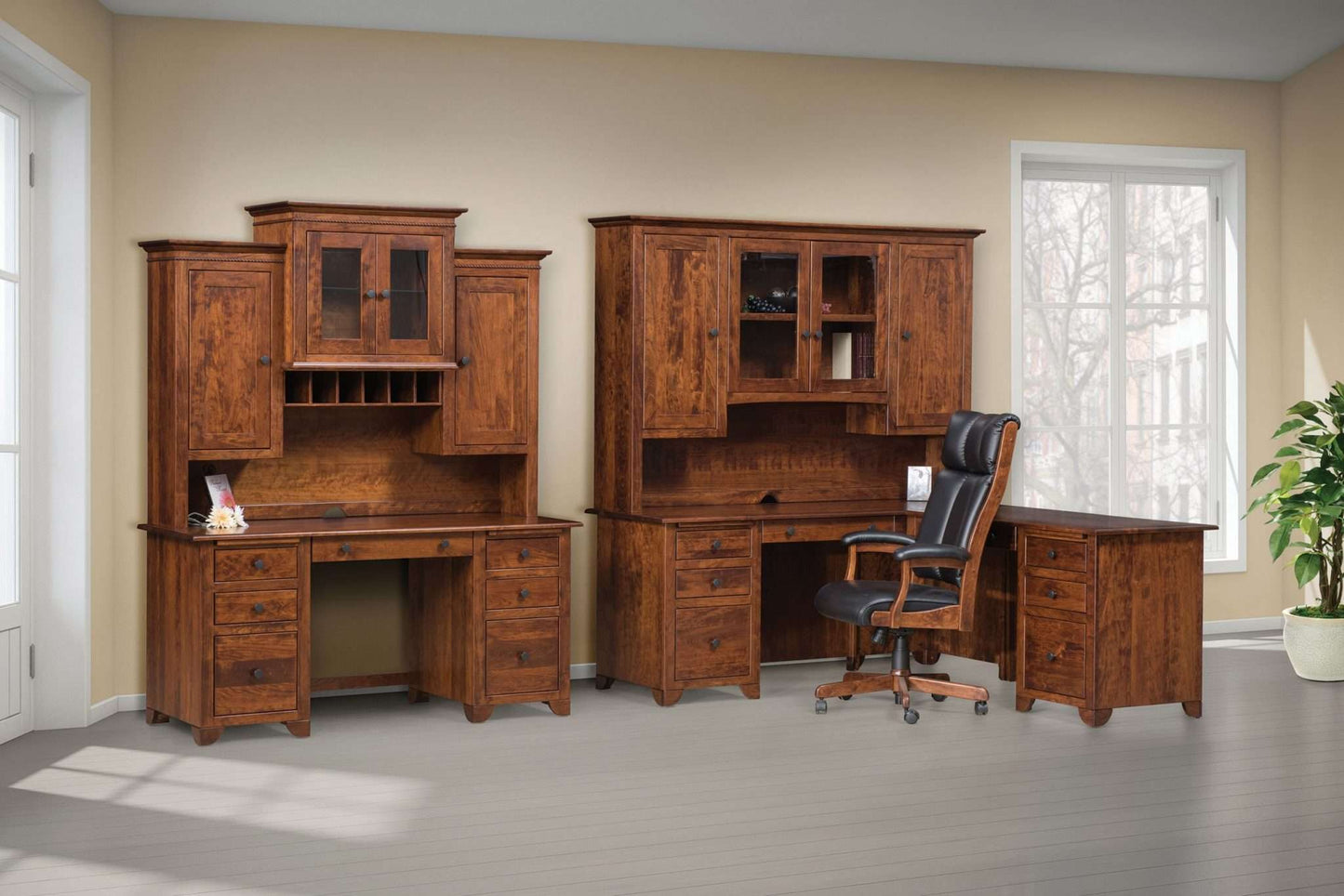 Cherry Valley Double Pedestal Credenza Desk