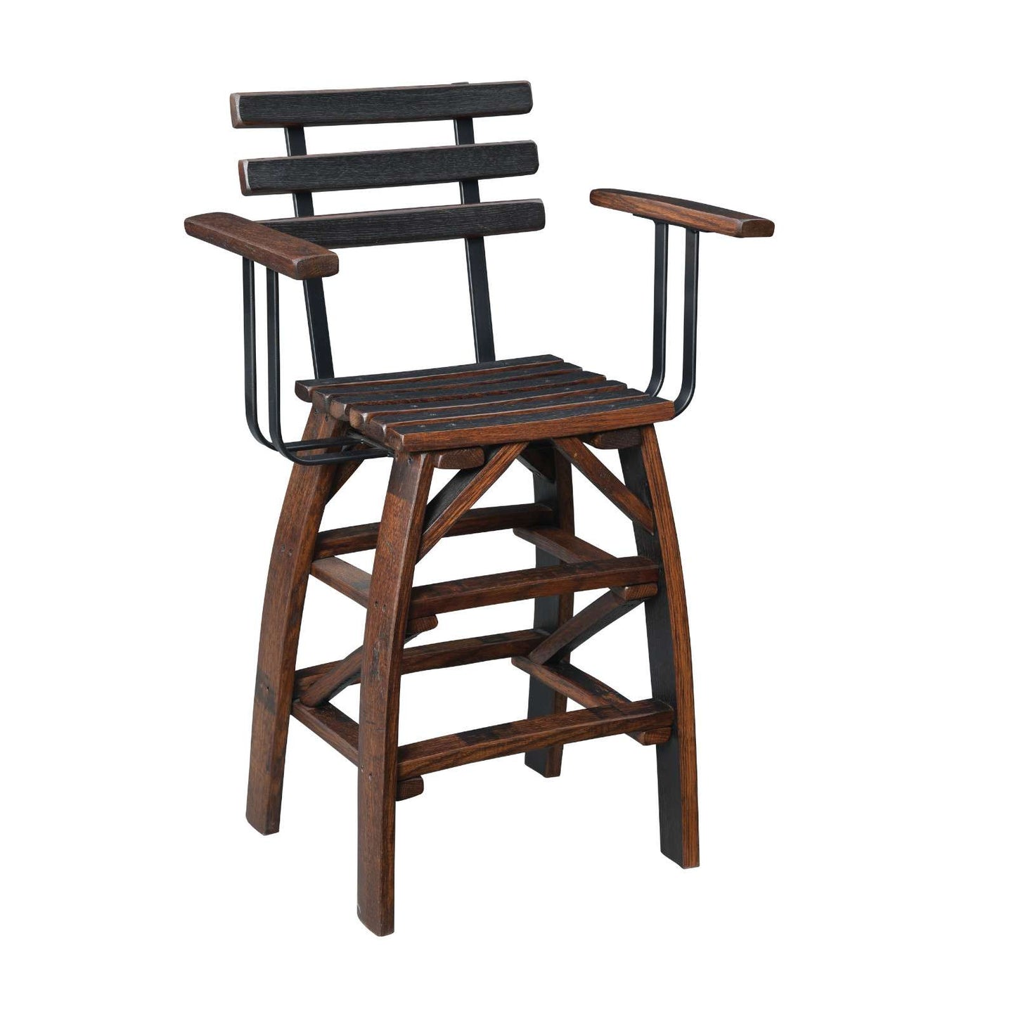 Deluxe Whiskey Barrel Arm Barstool