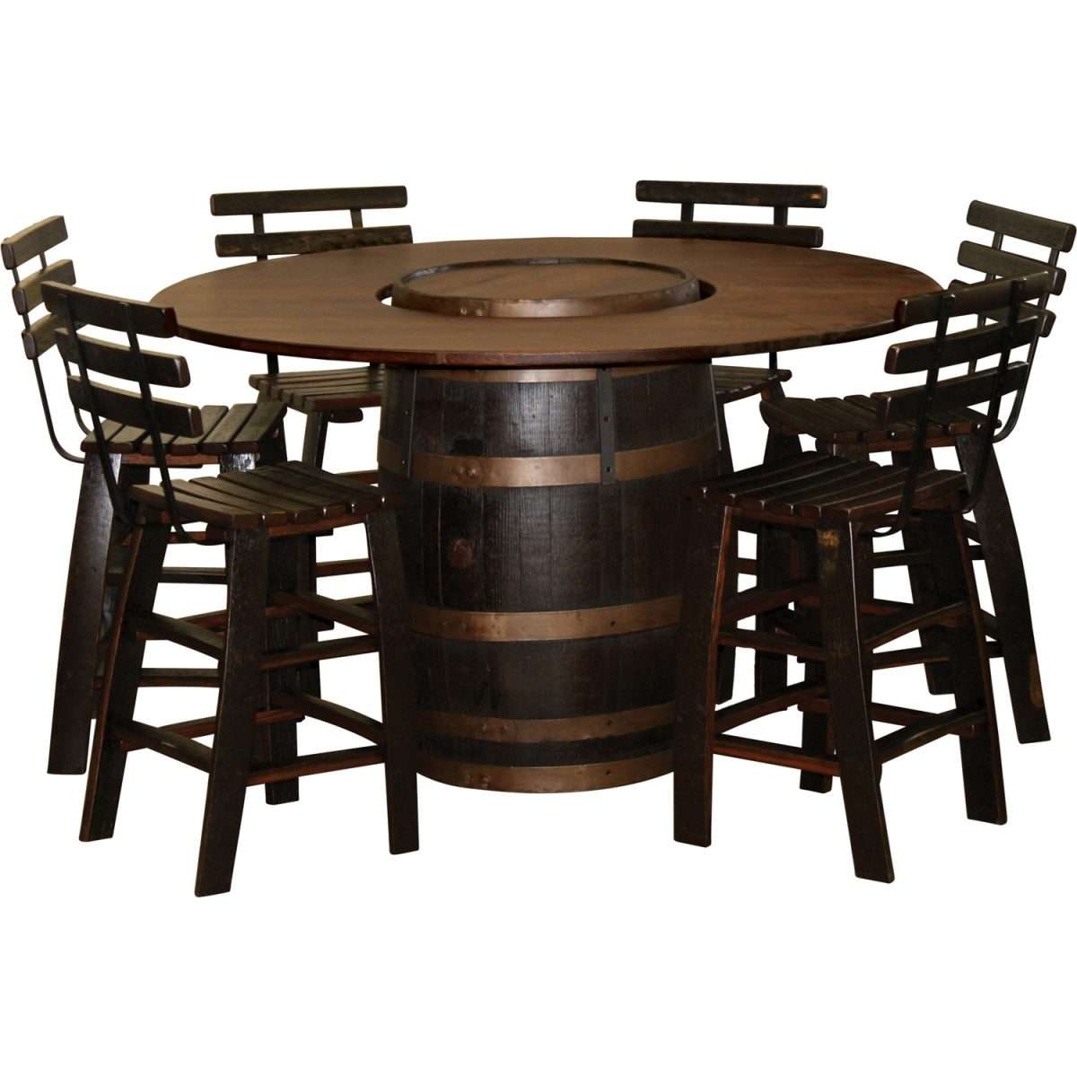 Deluxe Whiskey Barrel Swivel Barstool w/Cushion Seat