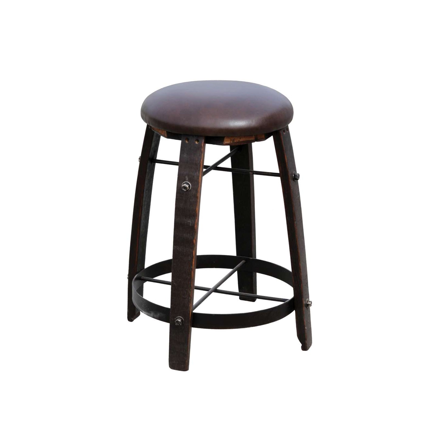 Deluxe Whiskey Barrel Swivel Barstool w/Cushion Seat