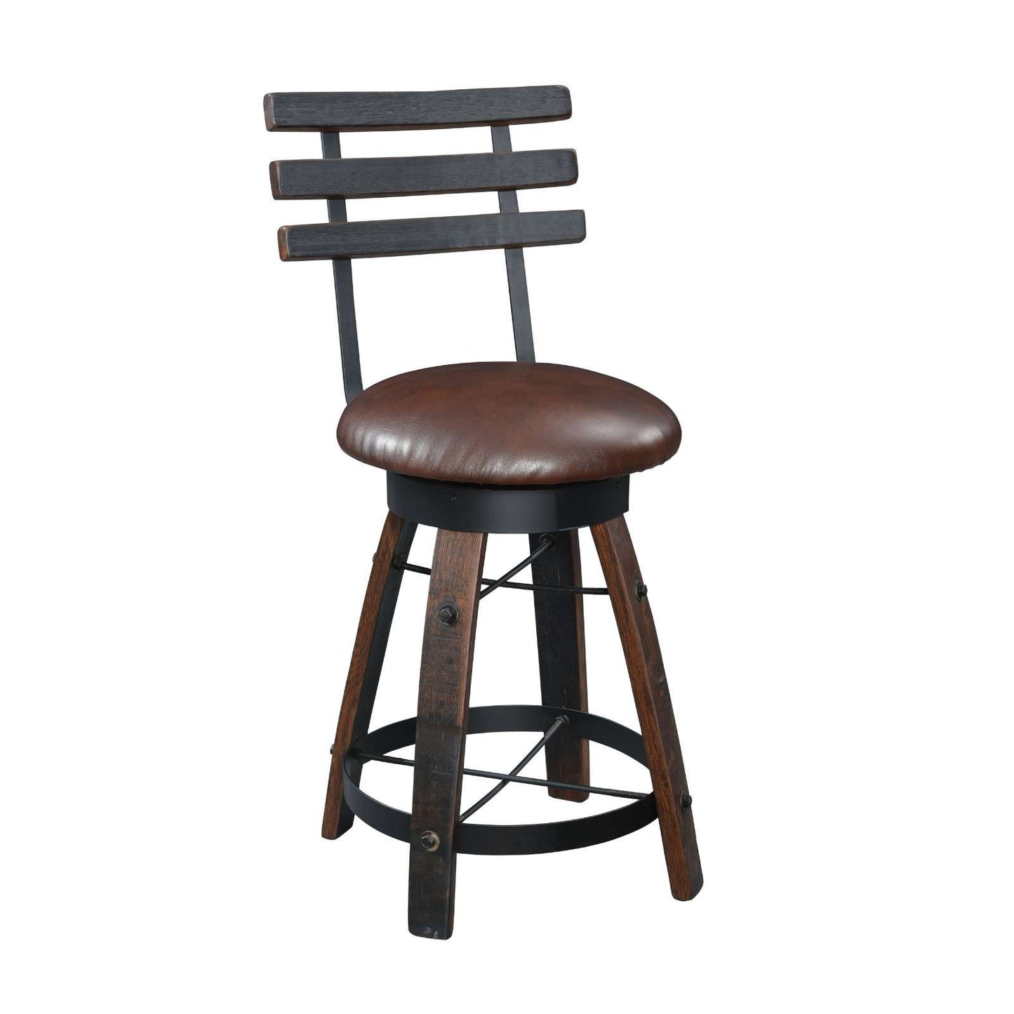 Deluxe Whiskey Barrel Swivel Barstool w/Cushion Seat