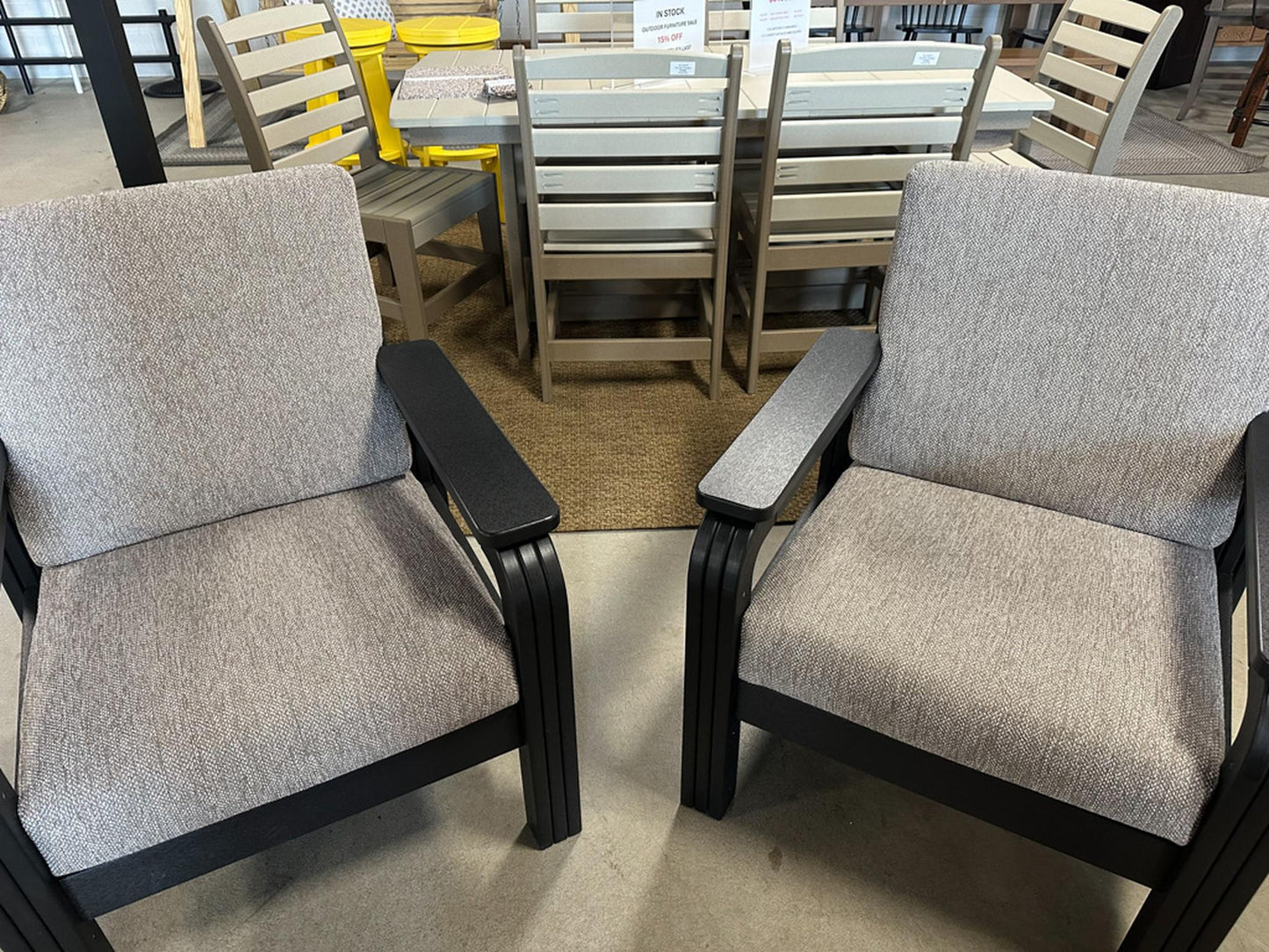 Captain’s Club Chairs with Cushions – Black Poly Frame