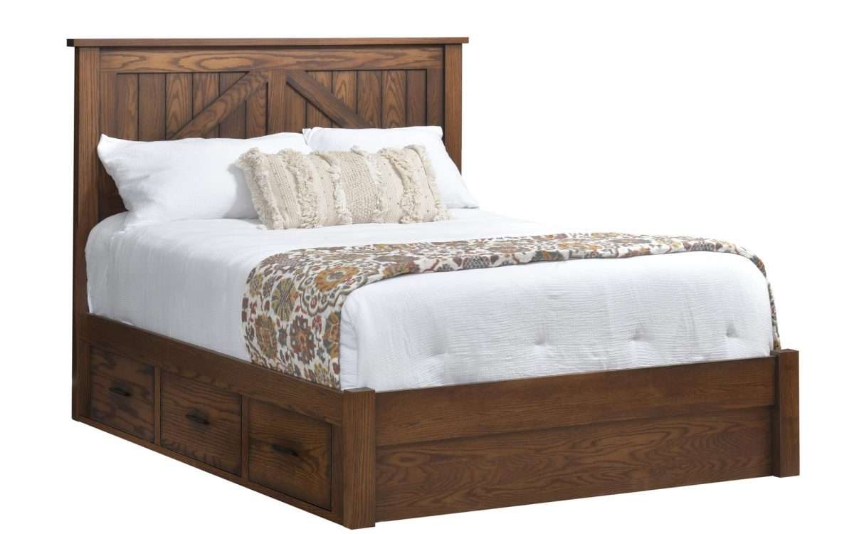Mountain Lodge Panel Bed w/Drawers to Floor