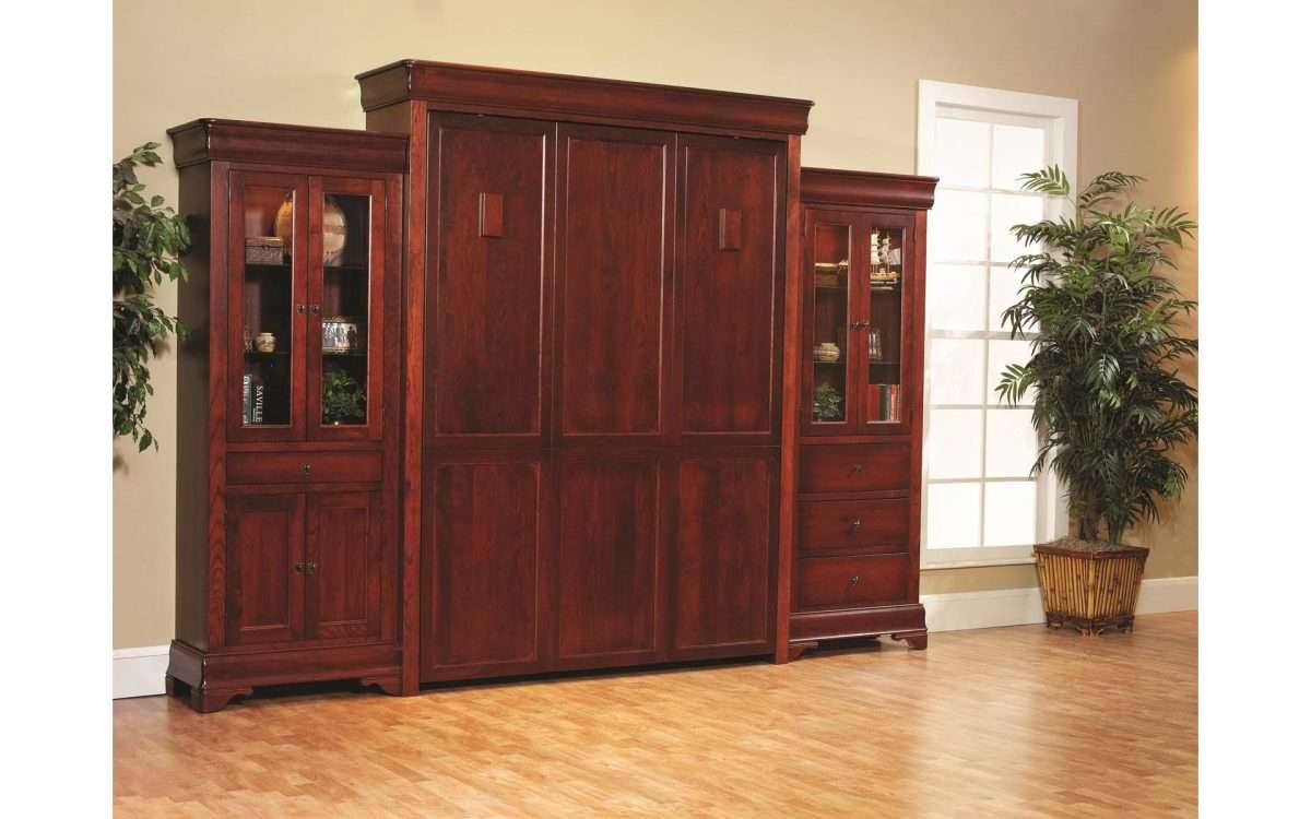 Louis Phillipe 23" Murphy Wall Bed Bookcase w/Door