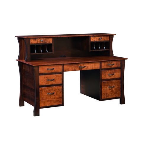 Kapernaum Double Pedestal Desk & Hutch 2-Tone
