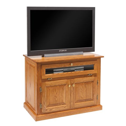 Traditional TV Stand w/Drawers Behind Doors