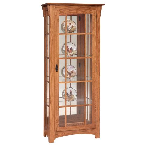 Mission Single Door Curio w/Mullions in Sides
