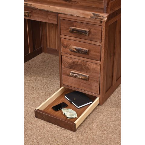 62" Deluxe Roll Top Desk w/Live Edges