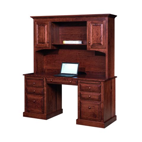 Traditional 62" Double Pedestal Desk & Hutch