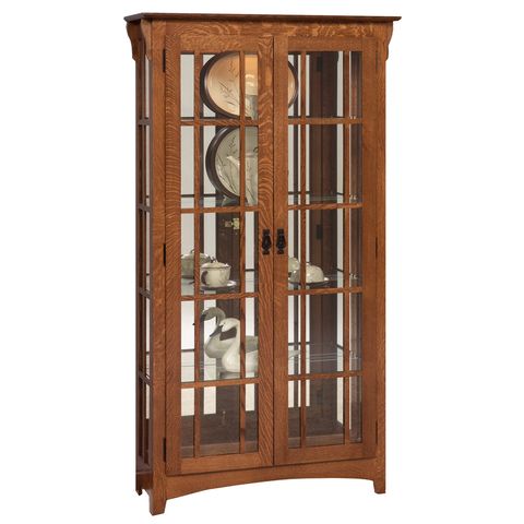 Mission Double Door Curio w/Mullions in Sides