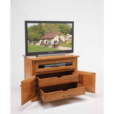 Traditional TV Stand w/Drawers Behind Doors