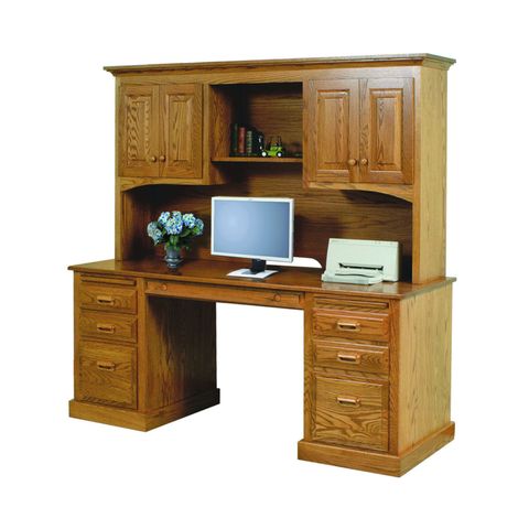 Traditional 72" Double Pedestal Desk & Hutch