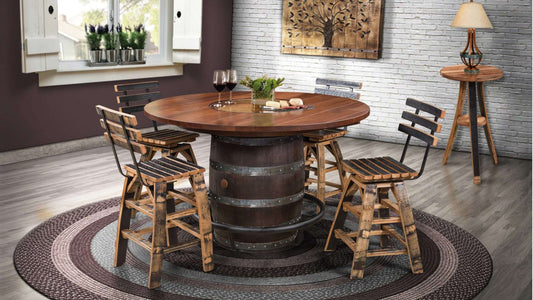 Barrel Bar Stool w/Stave Seat & Back