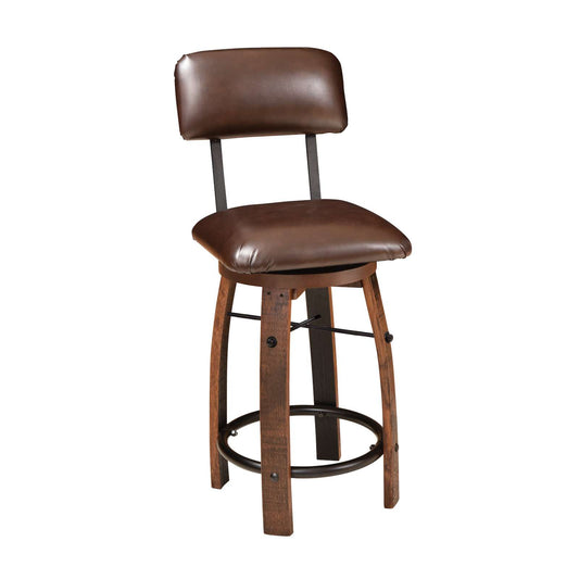 Barrel Bar Stool w/Cushioned Seat & Back