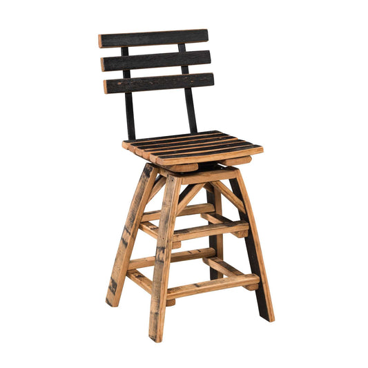 Swivel Barrel Bar Stool w/Stave Seat & Back
