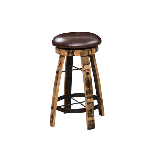 Backless Barrel Bar Stool w/Cushioned Seat
