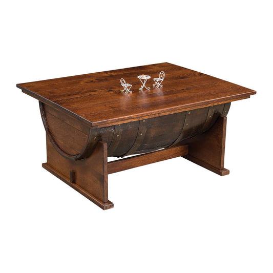 Half Barrel Coffee Table w/Lift Top