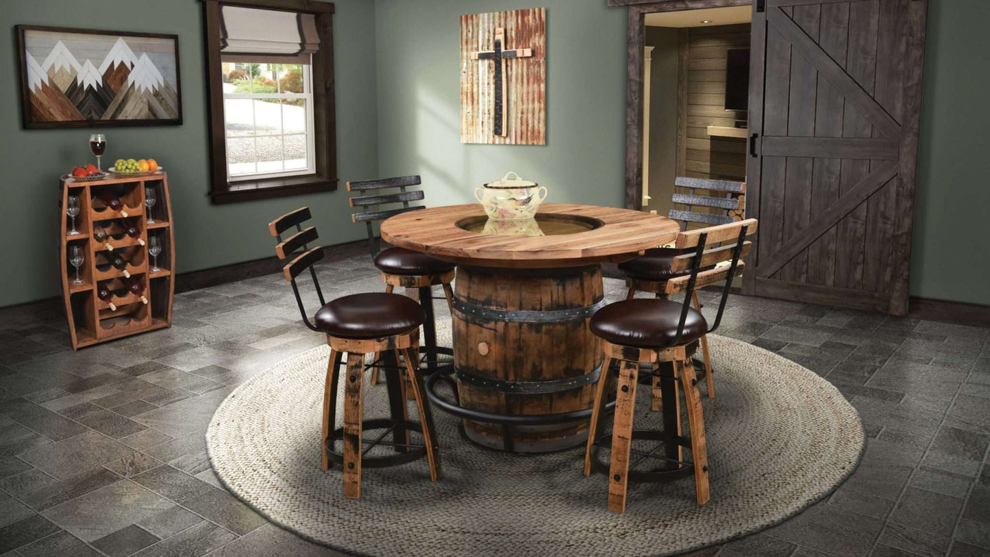 Barrel Bar Stool w/Cushioned Seat & Stave Back