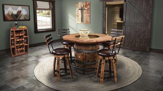 Barrel Bar Stool w/Cushioned Seat & Stave Back