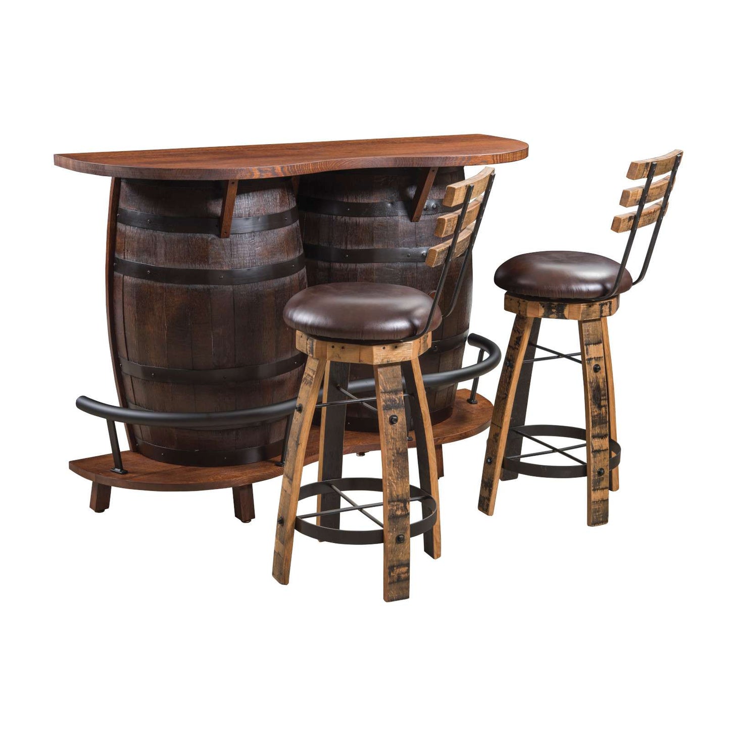 Barrel Bar Stool w/Cushioned Seat & Stave Back