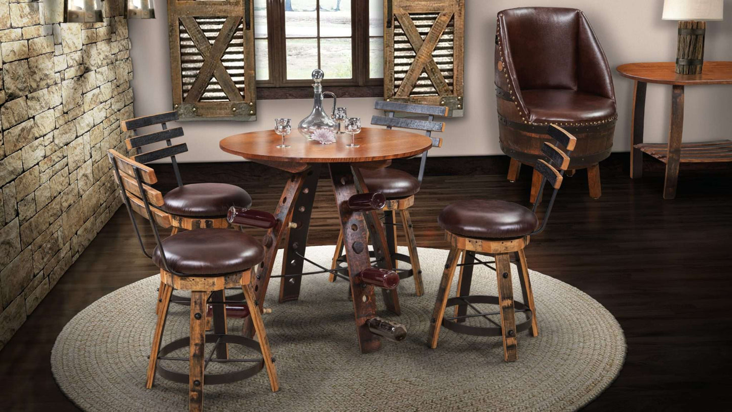 Barrel Bar Stool w/Cushioned Seat & Stave Back