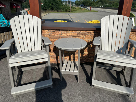 Gray Poly Lumber Balcony Set with Round Side Table - 3 Piece Set