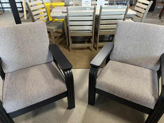 Captain’s Club Chairs with Cushions – Black Poly Frame