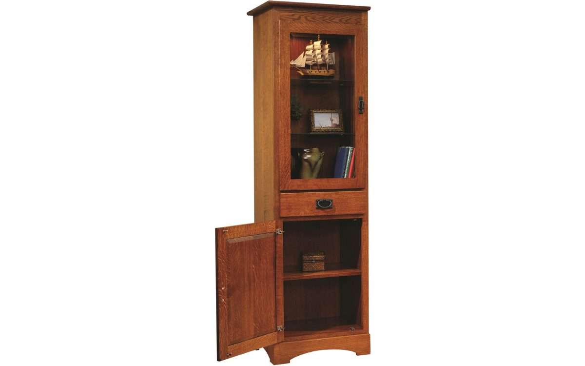 Old English Mission 23" Murphy Wall Bed Bookcase w/Door