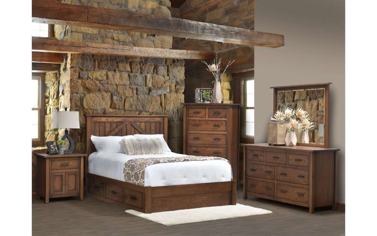 Mountain Lodge Panel Bed Collection w/Drawers to the Floor