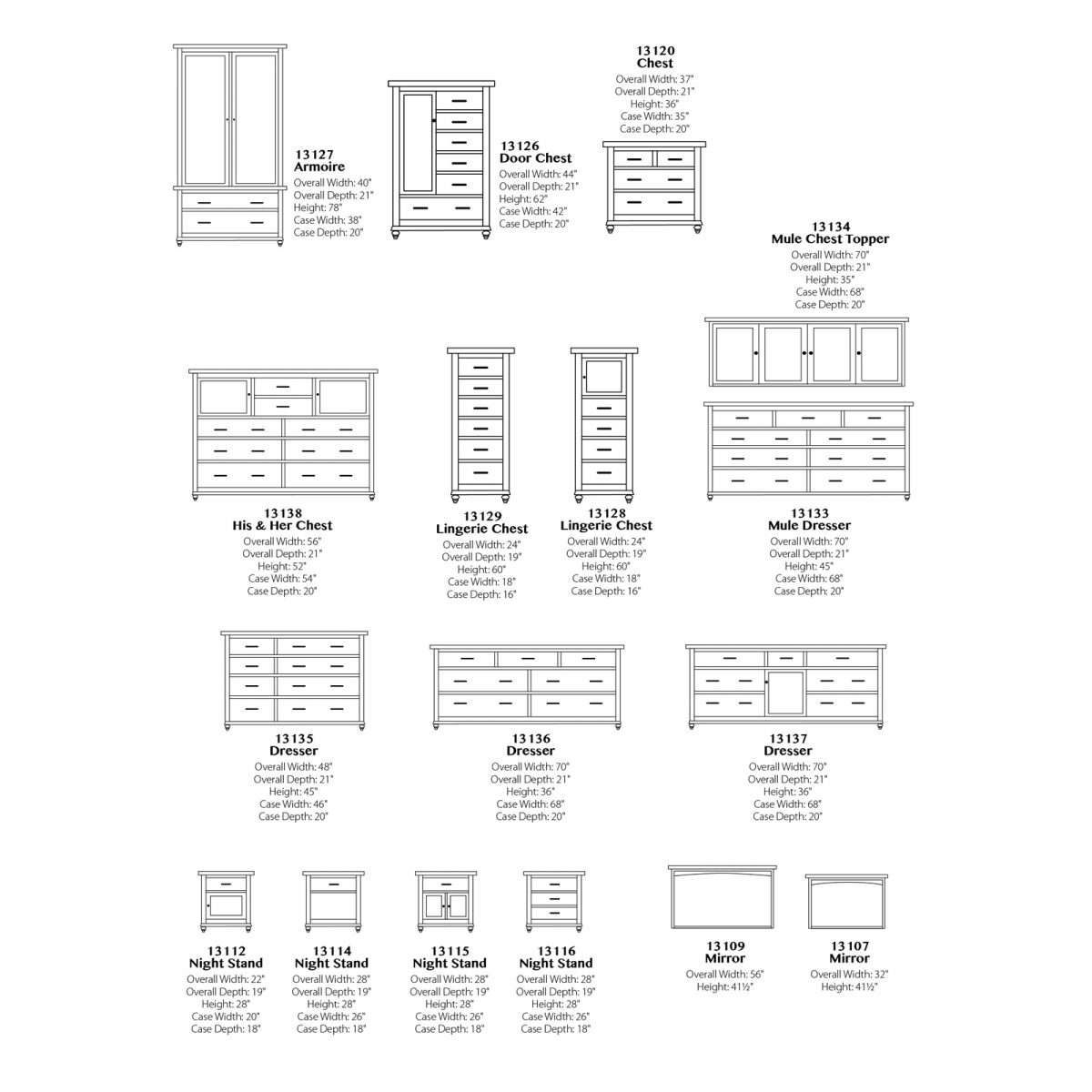 Choices Bun Leg Dresser w/ Mirror