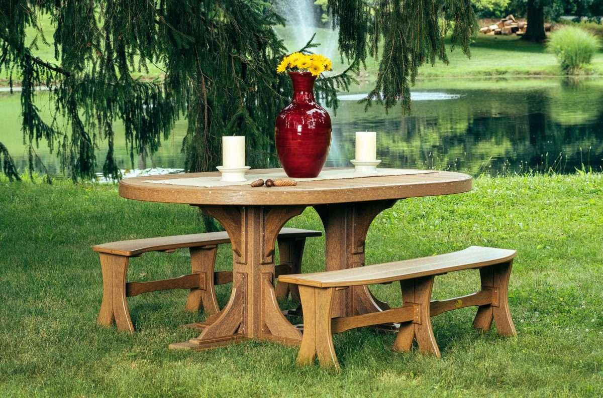 3pc Poly Oval Dining Table Set