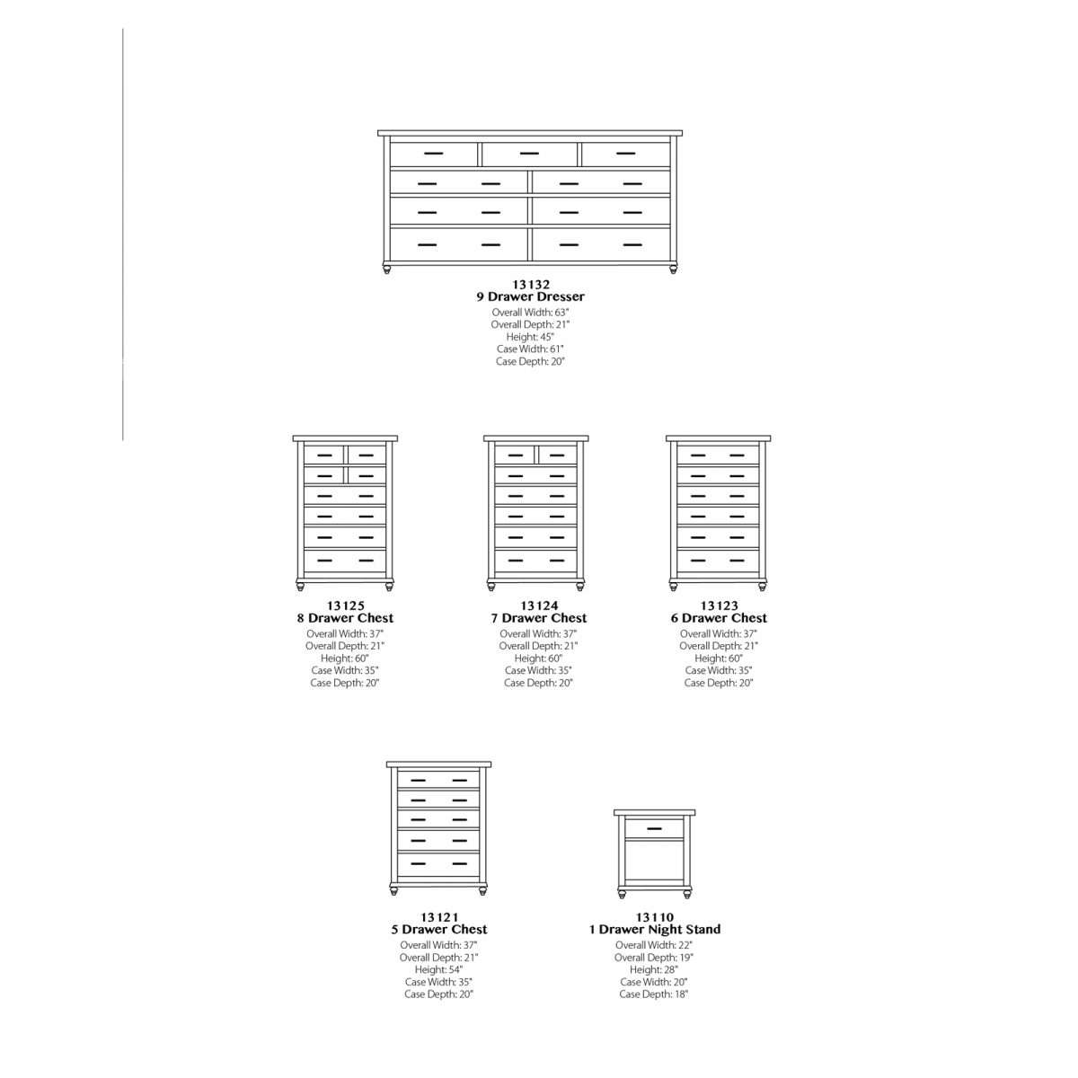 Choices Bun Leg Dresser w/ Mirror