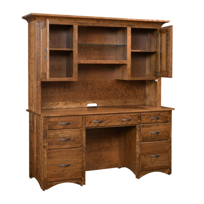 Shaker Double Pedestal Desk & Hutch