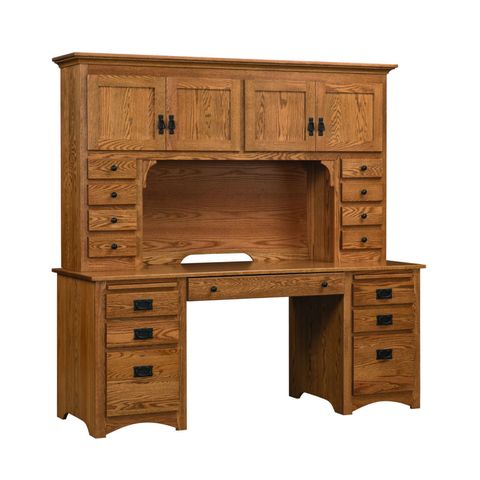 Mission Double Pedestal Desk & Hutch