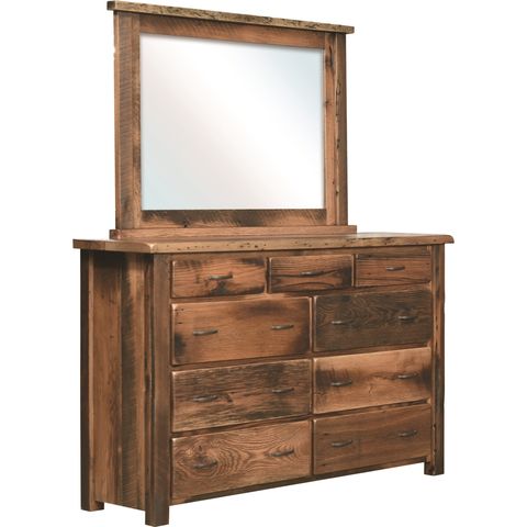 Reclaimed Post Mission High Dresser &amp; Mirror