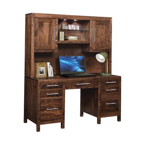 Vienna Double Pedestal Desk & Hutch