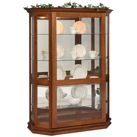 Angled Picture Frame Curio w/Sliding Door