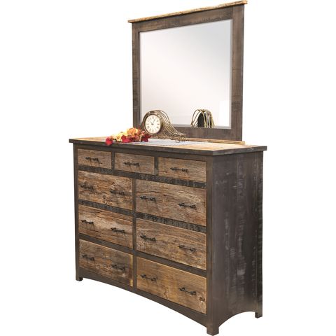 Reclaimed Barn Floor High Dresser &amp; Mirror